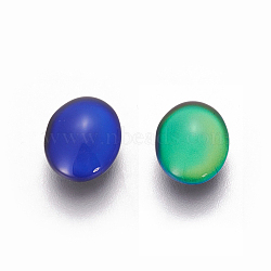 Glass Cabochons, Changing Color Mood Cabochons, Oval, Colorful, 10x8x4mm(GGLA-J010-05-8x10mm)