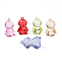 Transparent Acrylic Pendants, Penguin, Mixed Color, 40x27.5x22mm, Hole: 3mm, about 50pcs/500g(TACR-N014-002)