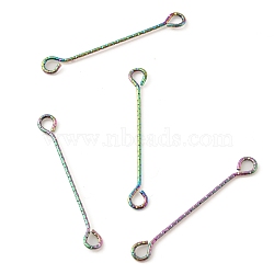 Ion Plating(IP) 316 Surgical Stainless Steel Eye Pins, Double Sided Eye Pins, Rainbow Color, 24 Gauge, 30x3.5x0.5mm, Hole: 2.5x1.9mm(STAS-M316-01A-RC)