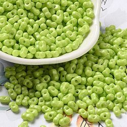 Baking Paint Glass Seed Beads, Peanut, Green Yellow, 5.5~6x3~3.5x3mm, Hole: 1~1.2mm, about 3877pcs/pound(SEED-K009-01A-14)