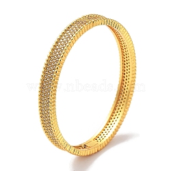 Brass Micro Pave Clear Cubic Zirconia Hinged Bangles for Women, Real 18K Gold Plated, Inner Diameter: 2-1/8 inch(5.5cm), 7.5mm(BJEW-Z061-18G)