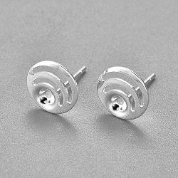 304 Stainless Steel Ear Stud Components, Flat Round, Silver, 13mm, Flat Round: 9x2mm, Tray: 3mm, Pin: 0.7mm(STAS-G187-08S)