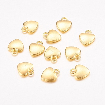 Tibetan Style Alloy Charms, Lead Free and Cadmium Free, Heart, Golden Color, 12mm long, 10mm wide, 2.5mm thick, hole: 2mm
