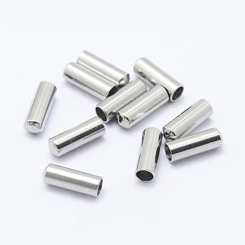 304 Stainless Steel Cord End Caps, Column, Stainless Steel Color, 7x2.5mm, Inner Diameter: 2mm