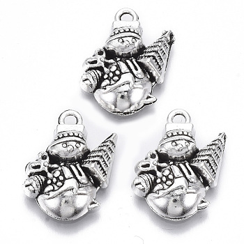 Tibetan Style Alloy Pendants, Lead Free & Cadmium Free, Christmas Theme, Snowman, Antique Silver, 20x14x5mm, Hole: 1.8mm, about 300pcs/500g