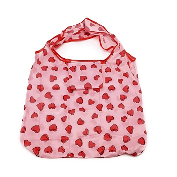 Eco-Friendly Polyester Portable Shopping Bag, Collapsible Shopping Bag, Heart Pattern, 63~64x43~44x0.05cm