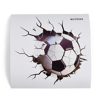 PVC Self-Adhesive Picture Stickers, Football, for Toilet Stickers, Black, 241x241x0.3mm