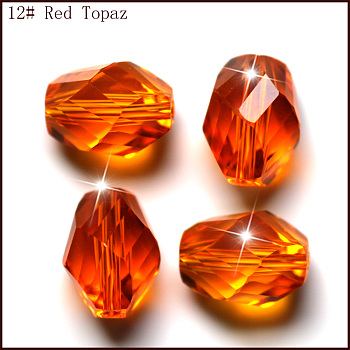 K9 Glass, Imitation Austrian Crystal Beads, Grade AAA, Faceted, Bicone, Dark Orange, 10x13mm, Hole: 0.9~1mm