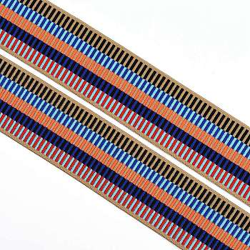 Nylon Elastic Ribbon, Flat with Pattern, Colorful, 50x1.3mm