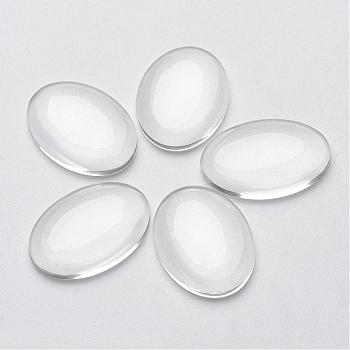 Clear Domed Glass Cabochons for Making Pendants, Oval, 25x18mm, 5.4mm(Range: 4.9~5.9mm) thick