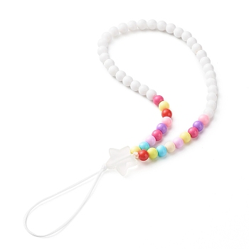Acrylic Beads Mobile Straps, Telephone Jewelry, with Transparent Frosted Acrylic Star Beads & Plastic Beads and Nylon Thread, Colorful, 18cm