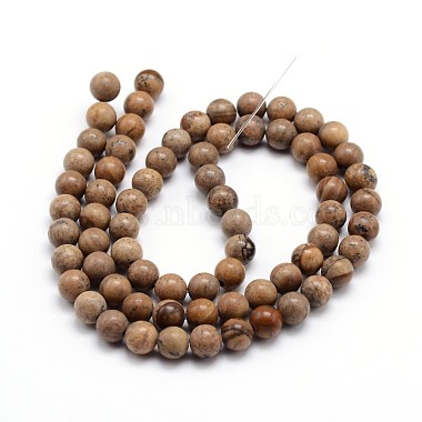 Naturelle jaspe d'image chapelets de perles rondes(G-J303-08-8mm)-2