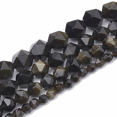 Natural Golden Sheen Obsidian Beads Strands(G-S332-8mm-012)-2