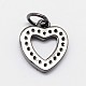 CZ Brass Micro Pave Cubic Zirconia Open Heart Charms(ZIRC-L018-04)-3