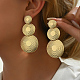 Zinc Alloy Triple Textured Disc Dangle Stud Earring for Women(YO6047)-3