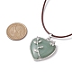 Ожерелье с подвеской в виде сердца из натурального зеленого авантюрина со шнурками из воловьей кожи(NJEW-JN04598-03)-3