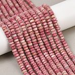 Natural Rhodonite Beads Strands, Faceted, Hexagon, 6x6x3mm, Hole: 0.8mm, about 108pcs/strand, 14.72~14.80''(37.4~37.6cm)(G-G317-A19-3X6MM)