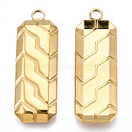 Ion Plating(IP) 304 Stainless Steel Pendants, Rectangle Charm, Real 18K Gold Plated, 35x12.5x3mm, Hole: 2.5mm(STAS-T063-213G)