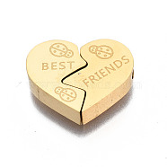 304 Stainless Steel Beads, Heart with Word, Golden, 14.5x11x3mm, Hole: 1.8mm(STAS-S080-060G-NR)