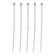 304 Stainless Steel Ball Head pins, Stainless Steel Color, 35x0.7mm, 21 Gauge, Head: 1.9mm(STAS-N017-02-35mm)
