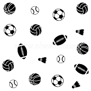 PVC Wall Stickers, for Wall Decoration, Basketball, Socker Ball, Rugby, Tennis Ball, Badminton, Sports Themed Pattern, 290x740mm(DIY-WH0228-442)