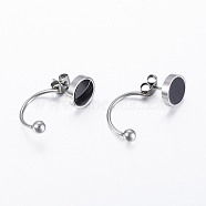 (Jewelry Parties Factory Sale)304 Stainless Steel Stud Earrings, with Acrylic, Stainless Steel Color, 25~27x4~10x2.5~4mm, Pin: 0.8mm(EJEW-H338-05P)