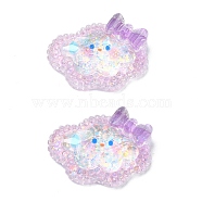 Transparent Epoxy Resin Decoden Cabochons, with Paillettes, Cloud with Bowknot, 19.5x25.5x7mm(CRES-I030-03D)