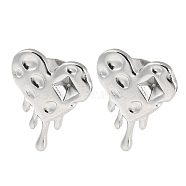 304 Stainless Steel Stud Earrings Findings, Heart Earring Settings for Rhinestone, Stainless Steel Color, Fit For 4x4mm rhinstone, 16x13mm, Pin: 0.6mm(EJEW-I290-04P)
