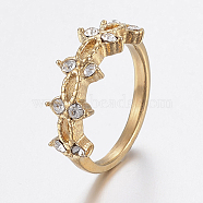 Ion Plating(IP) 304 Stainless Steel Rhinestone Finger Rings, Golden, Size 9, 19mm(RJEW-H125-50G-19mm)