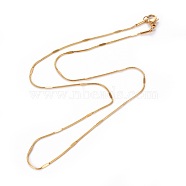 304 Stainless Steel Snake Chain Necklaces, with Lobster Claw Clasps, Golden, 16.8 inch(42.8cm), 1~1.5mm(X-NJEW-F265-B-G)