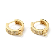 Rack Plating Brass Micro Pave Clear Cubic Zirconia Hoop Earrings Findings, with Horizontal Loops, Round, Cadmium Free & Nickel Free & Lead Free, Real 18K Gold Plated, 17x14.5x4.5mm, Hole: 1.8mm, Pin: 0.6mm(ZIRC-C037-02G)