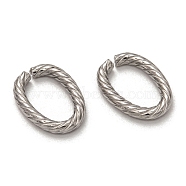 304 Stainless Steel Jump Rings, Open Jump Rings, Twisted, Stainless Steel Color, 14x10x2mm, Inner Diameter: 11x6mm(STAS-L256-003P)