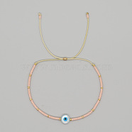 Adjustable Turkish Blue Shell Evil Eye Colorful Braided Beaded Bracelet for Women(OP7113-3)