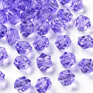 Transparent Acrylic Beads, Faceted, Polygon, Medium Purple, 8x10x9mm, Hole: 1.6mm, about 1300pcs/500g(TACR-S154-15B-47)