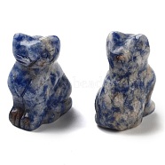 Natural Blue Spot Jasper Carved Figurines, for Home Office Desktop Decoration, Cat, 10.5~13x16~18x21.5~23.5mm(DJEW-L023-B17)