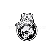 Halloween Theme Skull Alloy Enamel Pins, Gothic Style Brooches, Punk Badge for Clothes Backpack, Bottle, 30x23mm(PW-WG15478-03)