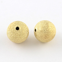 Brass Textured Beads, Cadmium Free & Lead Free, Round, Golden, 10mm, Hole: 2mm(KK-R012-10mm-G)