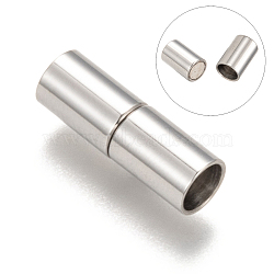 Column 304 Stainless Steel Magnetic Clasps with Glue-in Ends, Stainless Steel Color, 16x5mm, Hole: 4mm(X-STAS-I026-03)