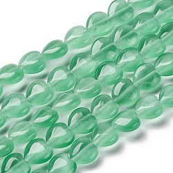 Glass Beads Strands, Imitation Cat Eye, Heart, Medium Sea Green, 9.5~10x9.5x4.5~5mm, Hole: 0.7mm, about 40pcs/strand, 14.65~14.76''(37.2~37.5cm)(GLAA-A017-01C)