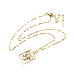 304 Stainless Steel Necklace, Real 18K Gold Plated, Hollow Out Twelve Constellations Square Plate, Capricorn, 17.76 inch(45.1cm)(NJEW-D330-01G-10)