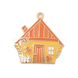 Thanksgiving Day Alloy Enamel Pendants, Golden, House, 30x28x2.5mm, Hole: 2mm(FIND-Z064-03H)