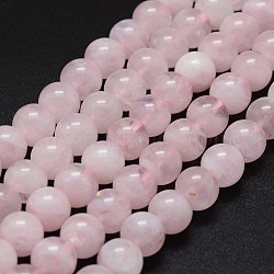 Natural Madagascar Rose Quartz Beads Strands, Round, 8mm, Hole: 0.8mm, about 49pcs/strand, 15.7 inch(G-K285-33-8mm-01)
