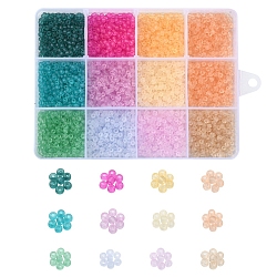 4800Pcs 12 Colors 8/0 Transparent Glass Seed Beads, Round Hole, Frosted Colours, Round, Mixed Color, 3~4x2~3mm, Hole: 0.8mm, 400Pcs/color(SEED-YW0002-02)