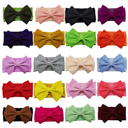 Nylon Elastic Baby Headbands for Girls, Hair Accessories, Bowknot, Mixed Color, 140x90x10mm(OHAR-N007-001)
