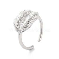 Non-Tarnish 304 Stainless Steel Open Cuff Rings, Lip, Stainless Steel Color, US Size 7 1/4(17.5mm)(RJEW-H217-01P)