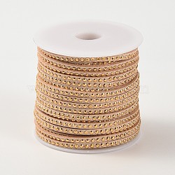 Rivet Faux Suede Cord, Faux Suede Lace, with Aluminum, BurlyWood, 3x2mm, about 20yards/roll(LW-M002-03)