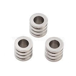 Non-Tarnish 201 Stainless Steel Beads, Grooved Beads, Column, Stainless Steel Color, 6x6mm, Hole: 3.5mm(STAS-Z078-07P)