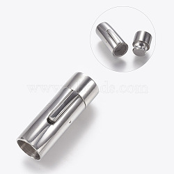 304 Stainless Steel Bayonet Clasps, Stainless Steel Color, 32x11mm, Hole: 9mm(STAS-O114-031P-B)