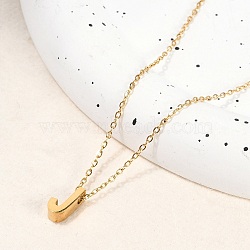 Ion Plating(IP) 304 Stainless Steel Pendant Necklaces, Real 18K Gold Plated, Letter, Letter J, 15.94 inch(40.5cm)~16.14 inch(41cm)+54mm extender, Letters: 10x5x4mm.(NJEW-R050-01G-10)