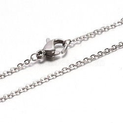 Tarnish Resistant 304 Stainless Steel Cable Chain Necklaces, with Lobster Claw Clasp, Stainless Steel Color, 17.7 inch(45cm), Jump Ring: 3x0.5mm(NJEW-E026-04P)